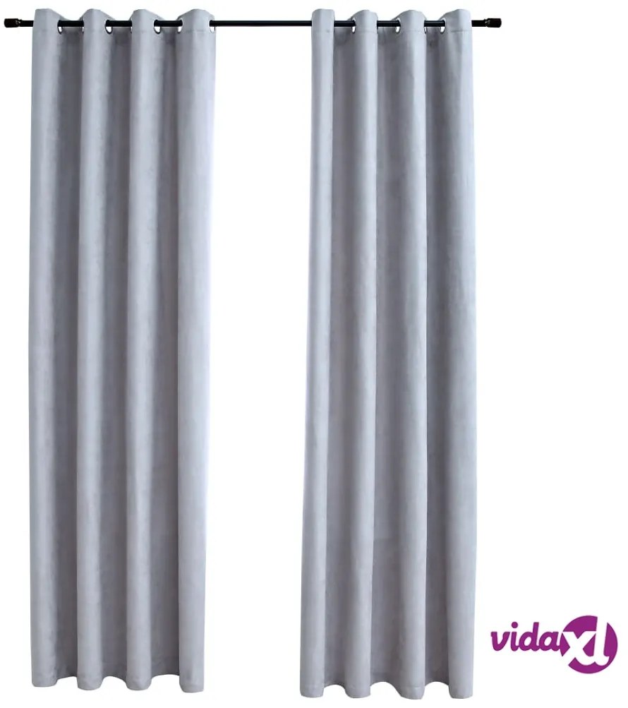 vidaXL Tende Oscuranti con Anelli in Metallo 2 pz Grigie 140x225 cm