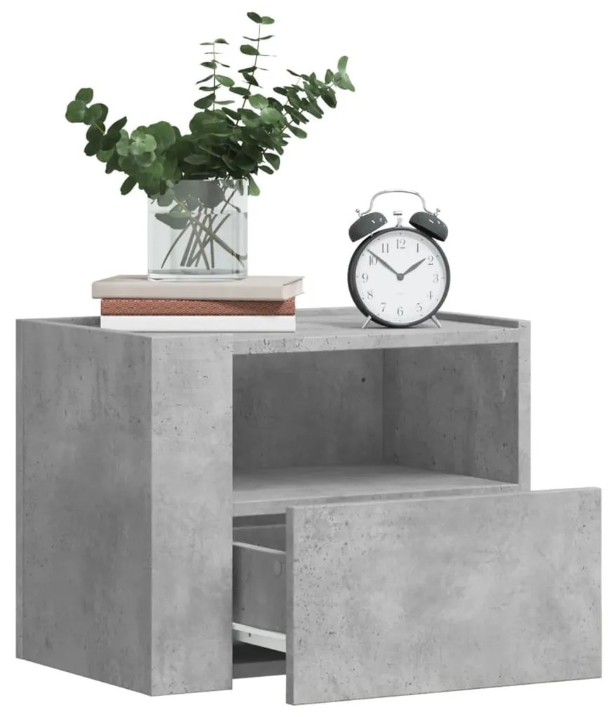 Comodini A Muro 2 Pz Grigio Cemento 45x30x35 Cm /