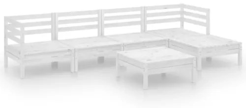 Set Divani da Giardino 6 pz in Legno Massello di Pino Bianco