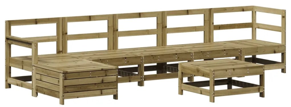 Set salotto da giardino 7 pz in legno impregnato di pino