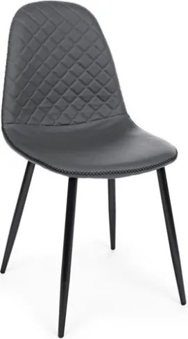 Sedie Da Interno Imbottite In Similpelle Grigio Gambe Nere Amanda PU Bizzotto - 4 Pz