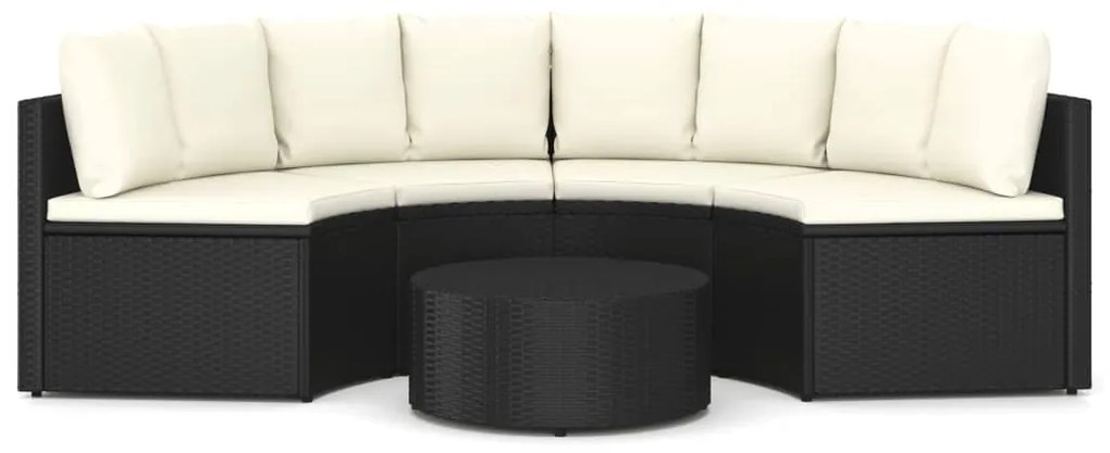 Set Divani da Giardino 5 pz con Cuscini in Polyrattan Nero