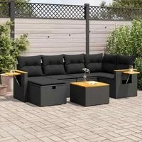 Set Divani da Giardino con Cuscini 7pz Nero Polyrattan 3325975