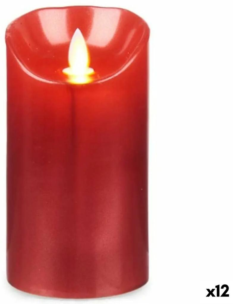 Candela LED Rosso 8 x 8 x 15 cm (12 Unità)