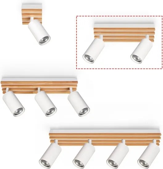 Brilagi - Faretto SELE WOOD 2xGU10/30W/230V bianco/legno
