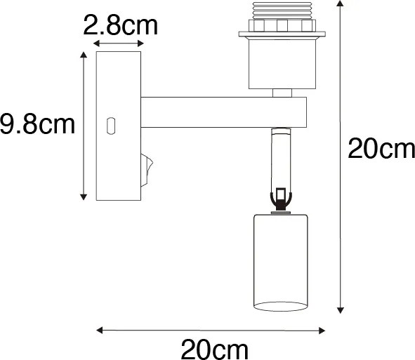 Applique moderna in acciaio con luce di lettura - Brescia