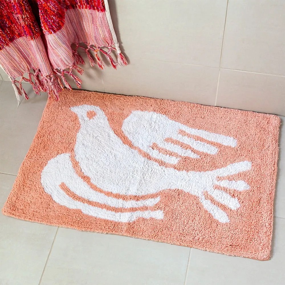 Tappetino per il bagno color pesca 50x80 cm White Dove – Rex London