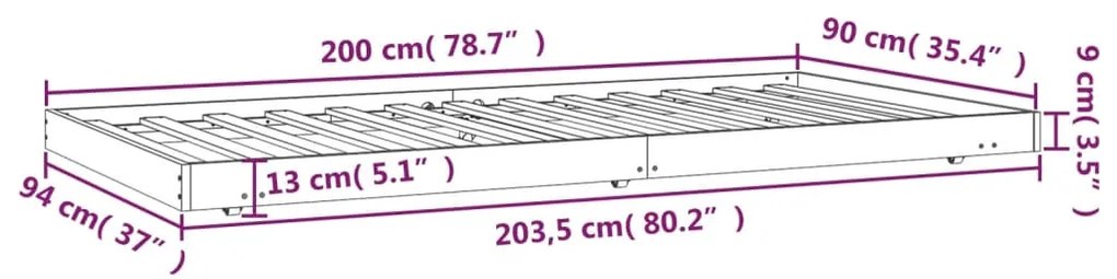 Giroletto Miele 90x200 cm in Legno Massello di Pino