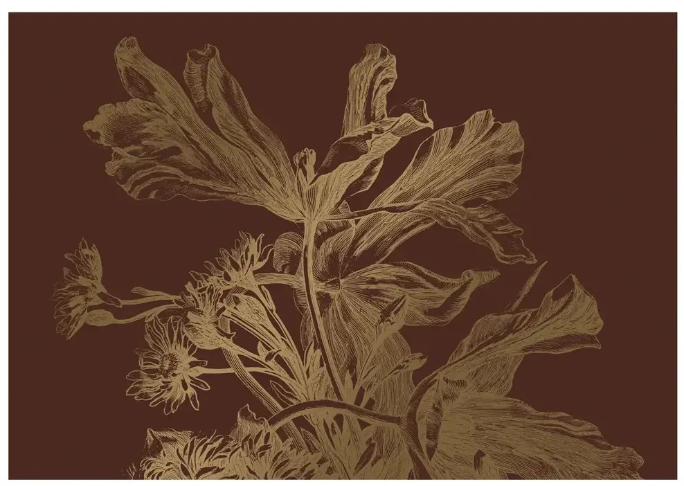KEK Amsterdam Wandbild Engraved Flowers Gold 5 - XL