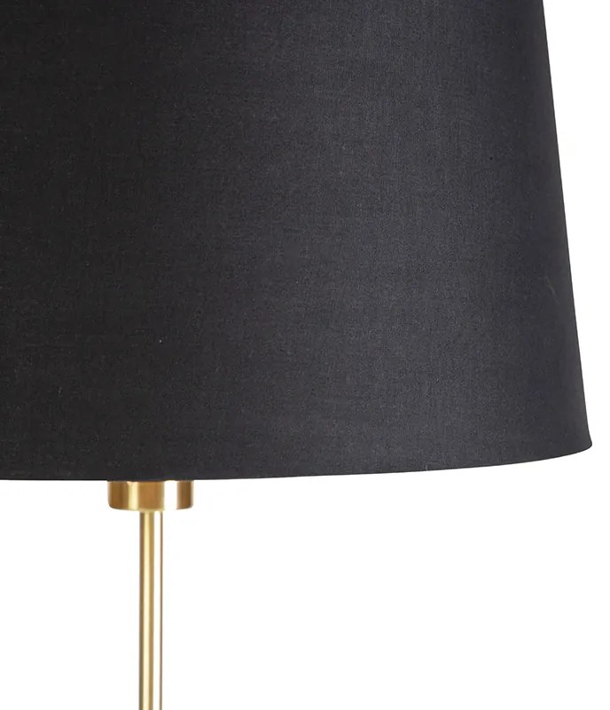 Lampada da terra oro/ottone con paralume nero regolabile 45 cm - Parte