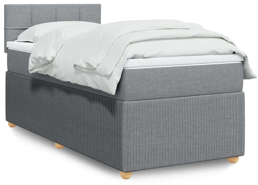 Giroletto A Molle Con Materasso Grigio Chiaro 80x200 Cm Tessuto /