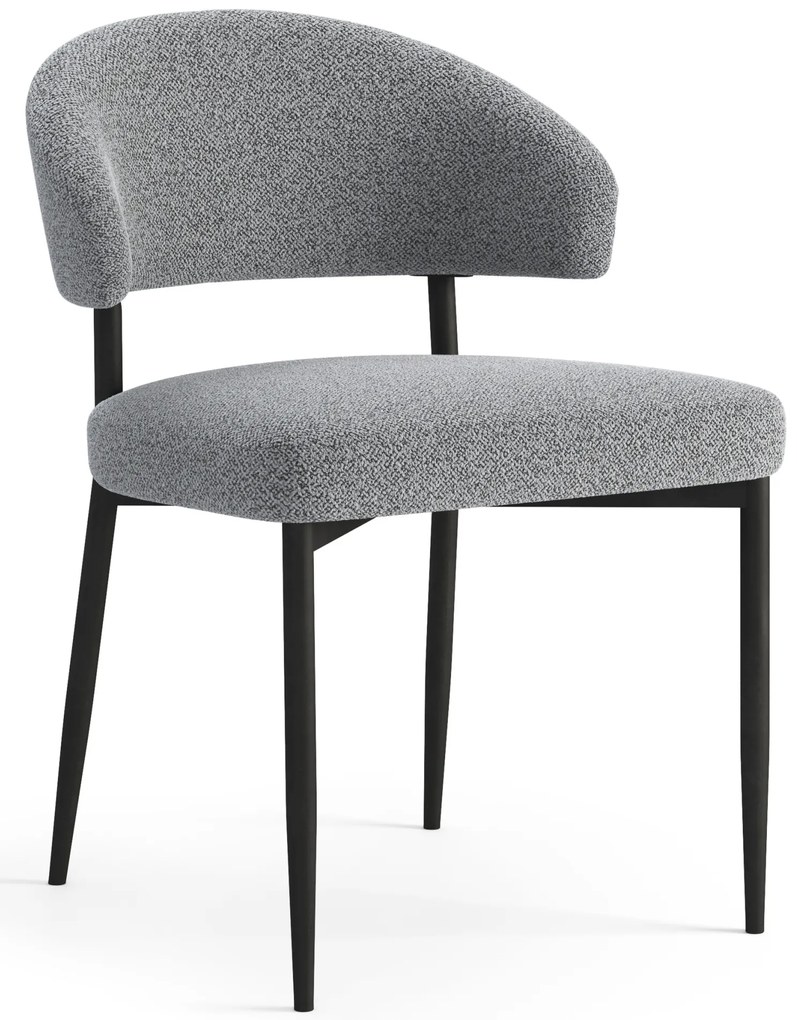 IRIS Grigia (tessuto Monza 120) - MODERNA SEDIA IMBOTTITA BOUCLÉ PER SALONE/SALA DA PRANZO LOFT