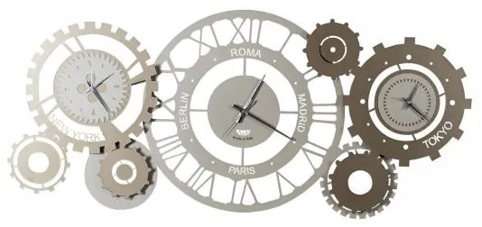 Orologio da parete interessante Fuso Meccano - Sabbia e bronzo