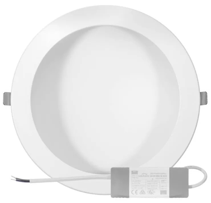 Faro LED da incasso Rotondo Luce INDIRETTA 24W Foro Ø200mm Colore Bianco Caldo 3.000K