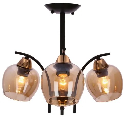 Lampadario a sospensione con supporto rigido MERRA 3xE27/40W/230V nero/beige