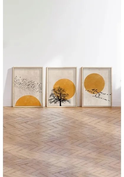 Set di 3 quadri incorniciati 50x70 cm beige/arancione