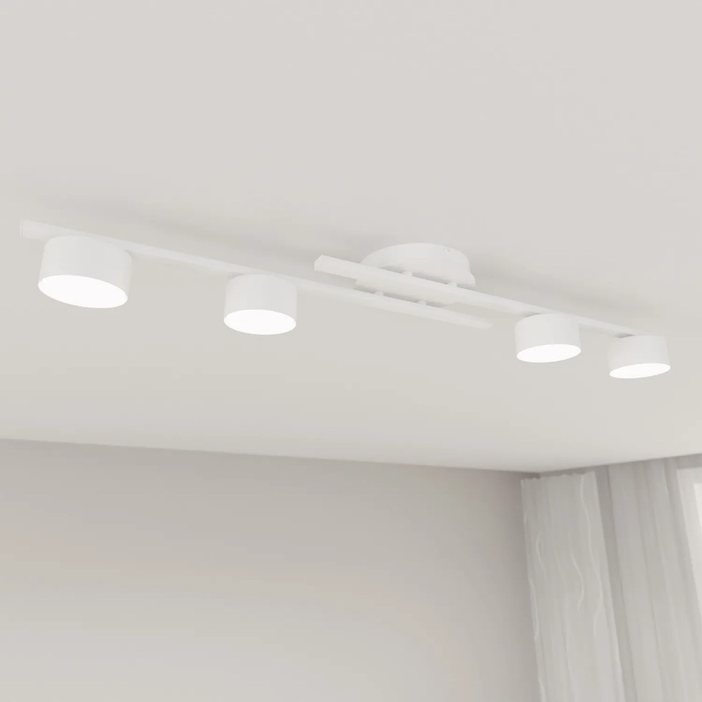 Plafoniera 4 Luci Freyr In Acciaio Bianco Diffusori Cilindrici