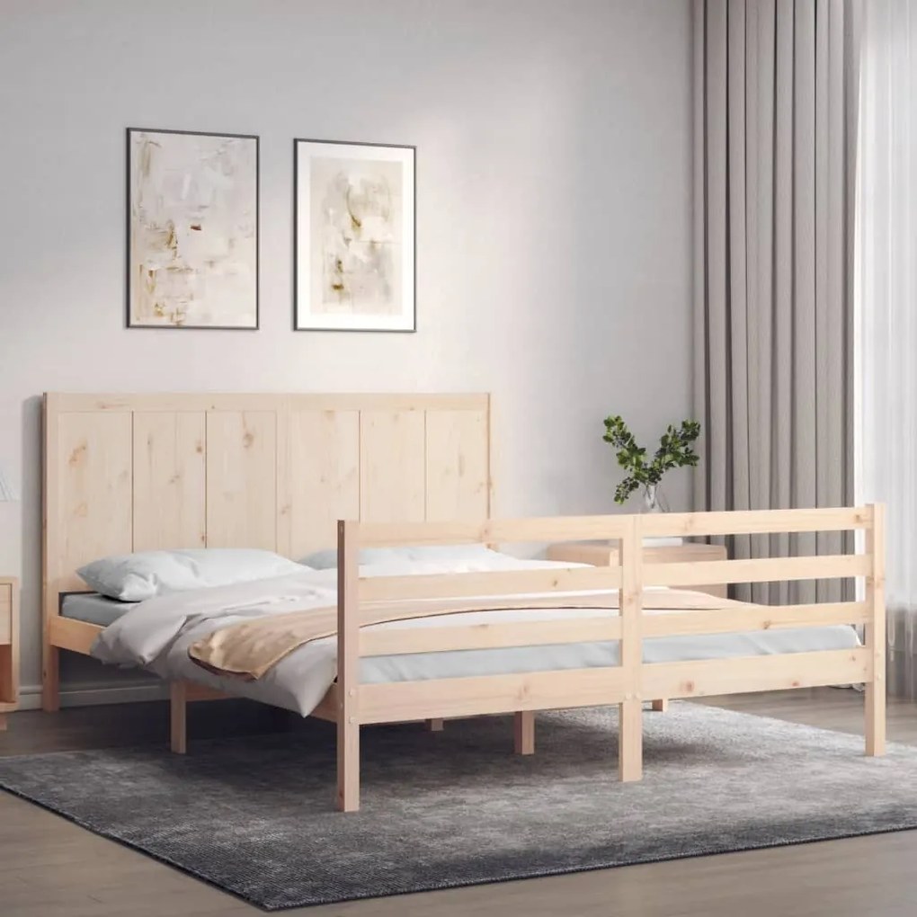 Giroletto Con Testiera 160x200 Cm İn Legno Massello /