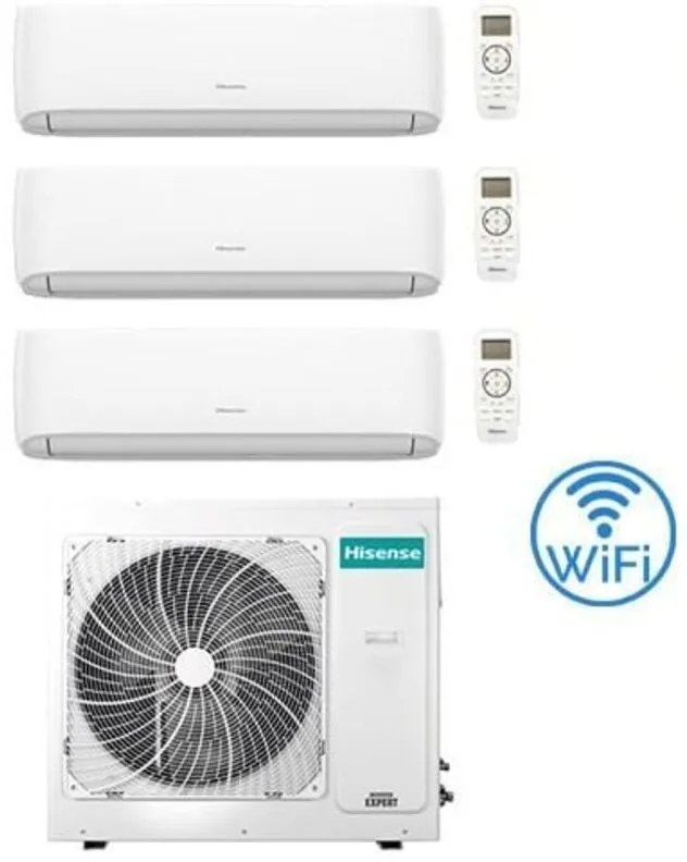 Climatizzatore Condizionatore Hisense New Comfort con WiFi R32 Trial Split Inverter 7000 + 7000 + 9000 BTU con U.E. 3AMW62U4RJC Classe A++/A+