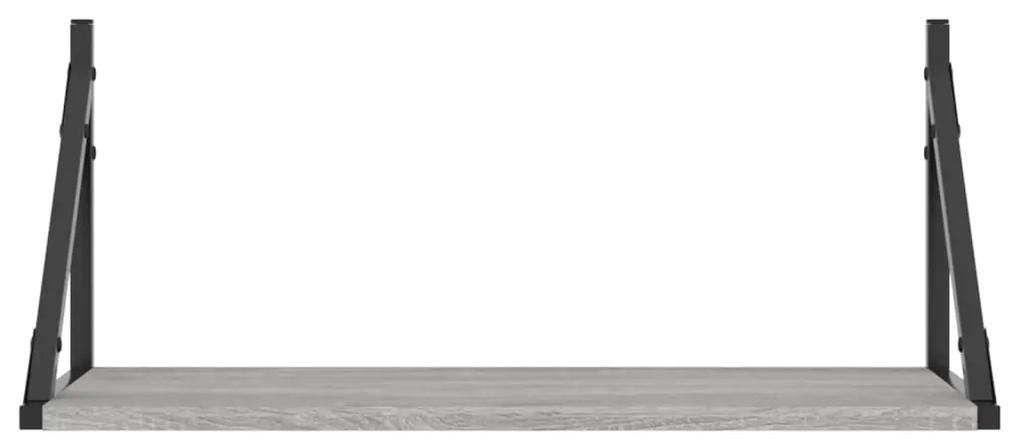 Mensole parete 2pz grigio sonoma 60x25x25,5cm legno multistrato