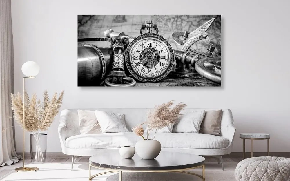 Stampa su tela – Orologi del passato in bianco e nero