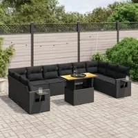 Set Divani da Giardino 11 pz con Cuscini in Polyrattan Nero 3271923