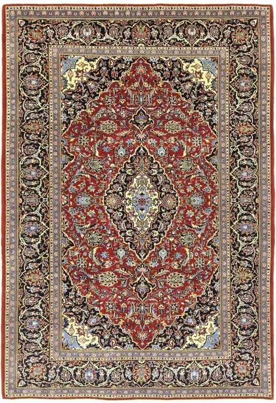 Kashan Tappeto persiano 140 x 210 Rosso (Iran) Annodato A Mano