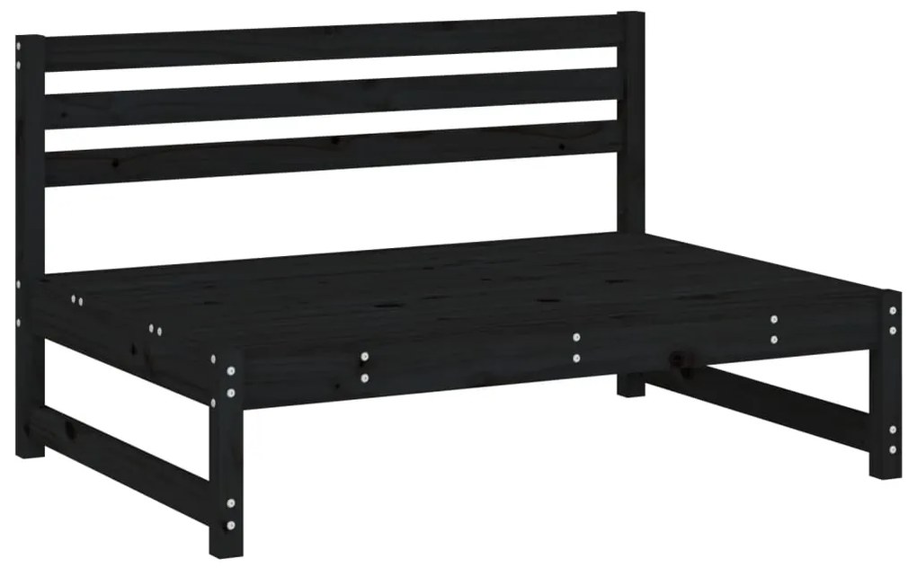 Set Salotto da Giardino 2 pz Nero in Legno Massello di Pino