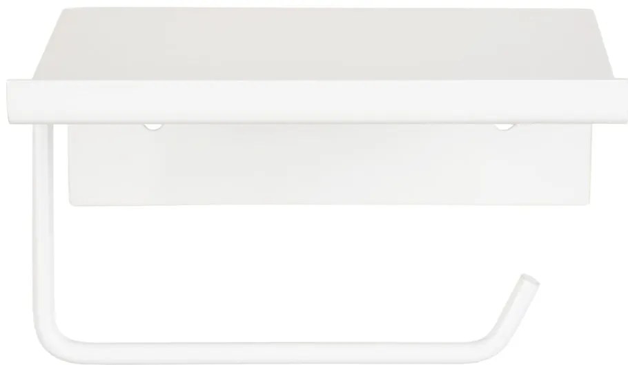 Porta carta igienica autoportante in metallo bianco con ripiano Desulo - Wenko