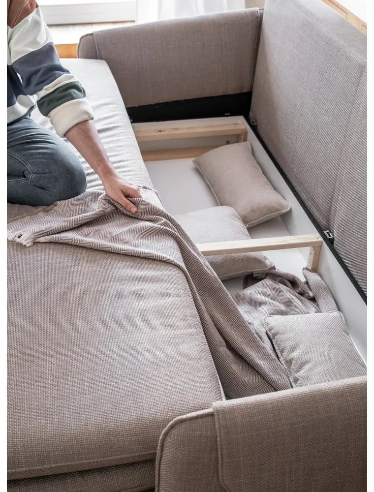 Divano letto marrone chiaro 207 cm Simon - Miuform