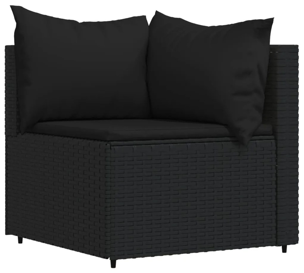 Set Divani da Giardino 4 pz con Cuscini Nero in Polyrattan