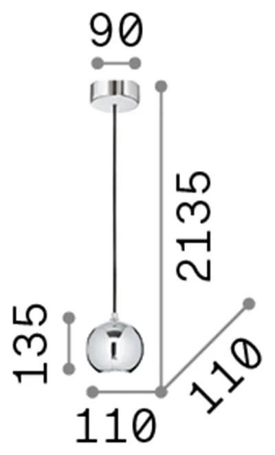 Sospensione Moderna Mr Jack Metallo Cromo 1 Luce 7W 3000K Luce Calda Small