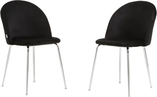 Sedia da pranzo in velluto Nero con gambe in metallo Cromo - PARIS 2 sedie