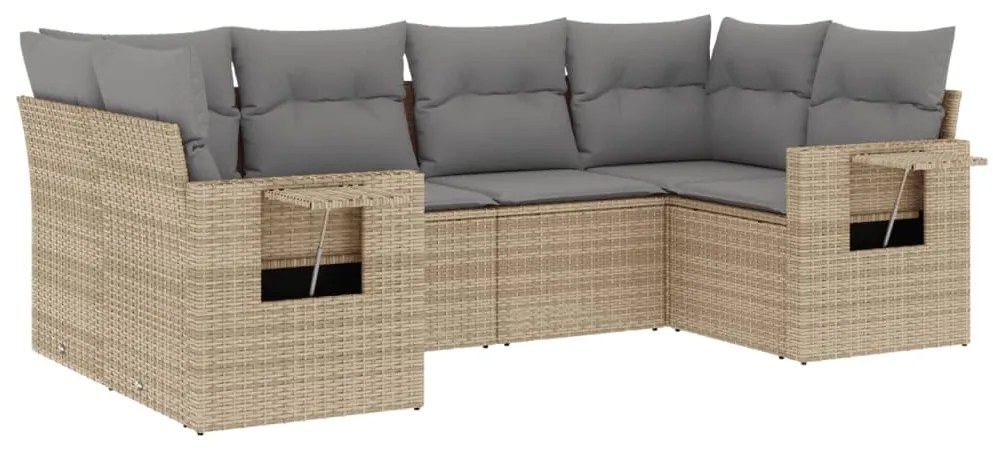 Set divano da giardino 6 pz con cuscini beige in polyrattan