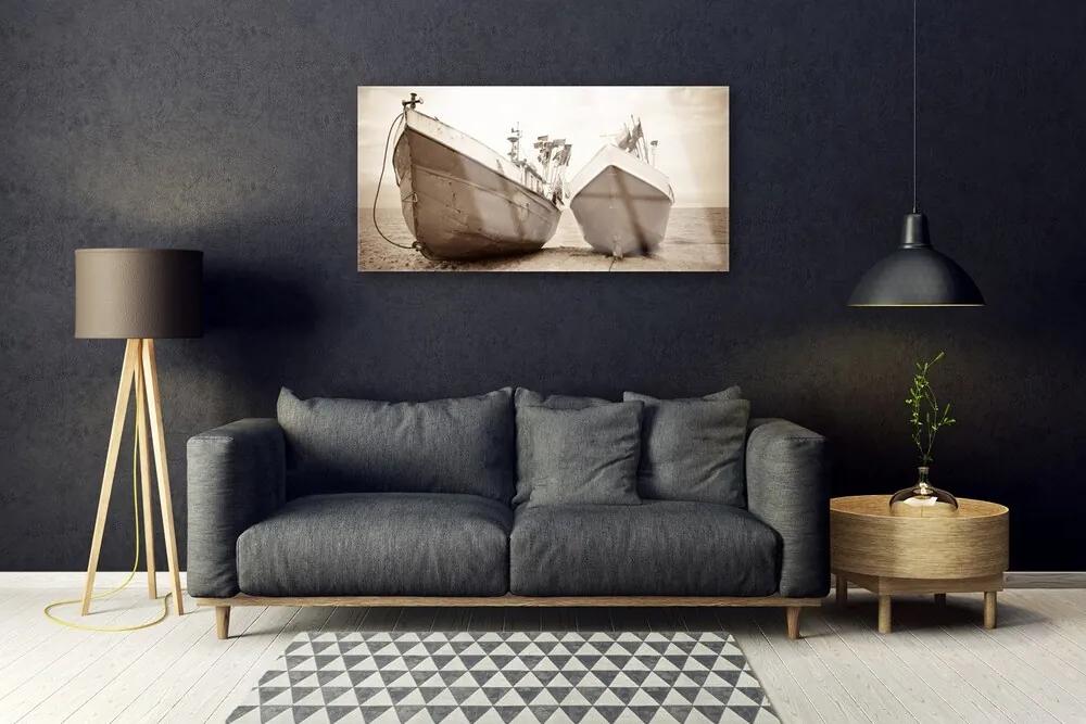 Quadro acrilico Barca, acqua, paesaggio 100x50 cm