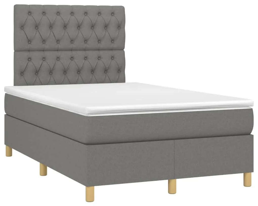 Letto a molle materasso e led grigio scuro 120x200cm in tessuto