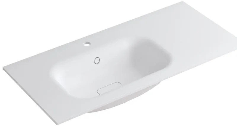 Lavabo a incasso rettangolare vasca a sinistra L 100.5 x H 15 x P 46 cm in resina bianco opaco