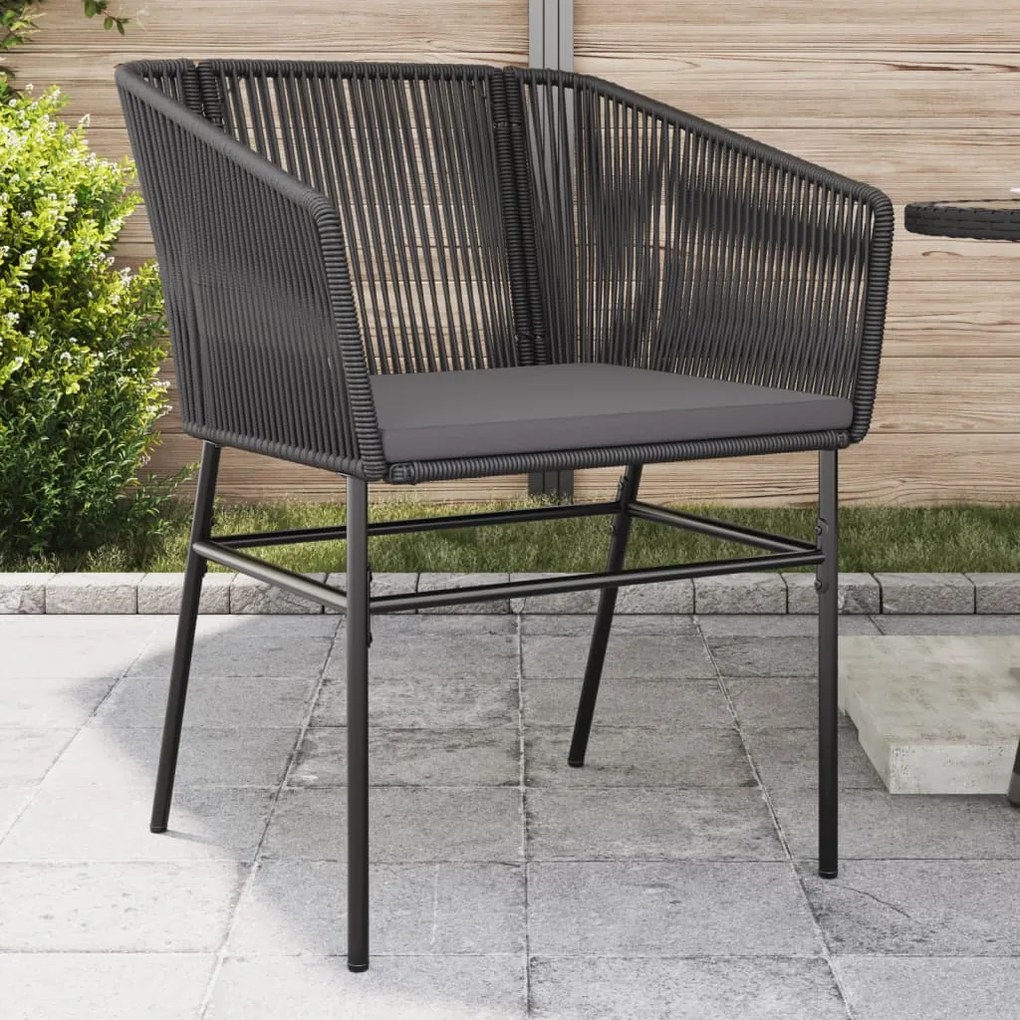 Sedie da giardino con cuscini 2 pz nere in polyrattan