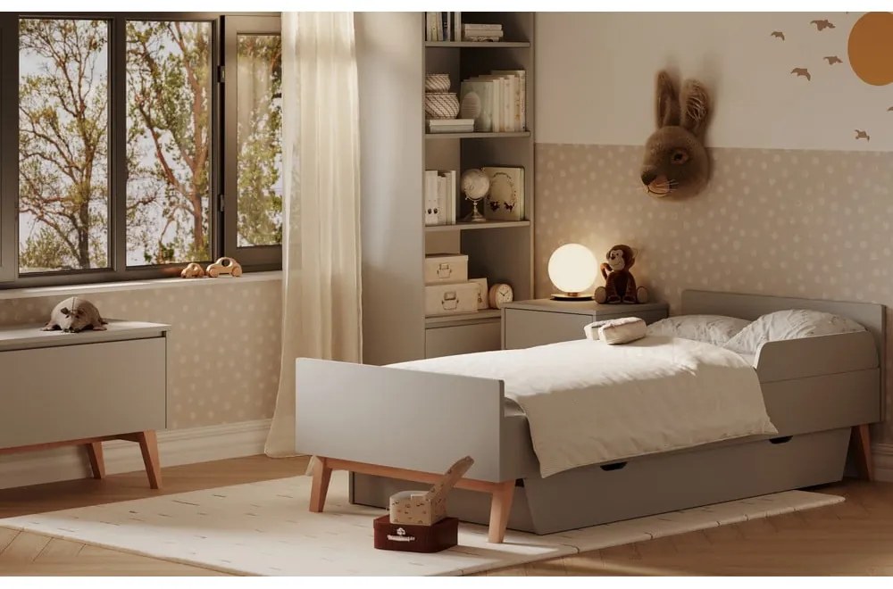 Cassetto grigio sotto il letto per bambini 90x200 cm Swing - Pinio