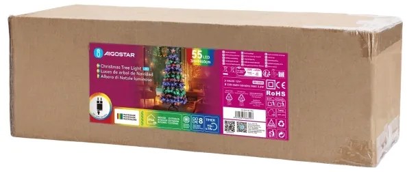 Aigostar - Albero di Natale LED RGBY da esterno 55xLED/3,6W/230V/8 funzioni 60cm IP44