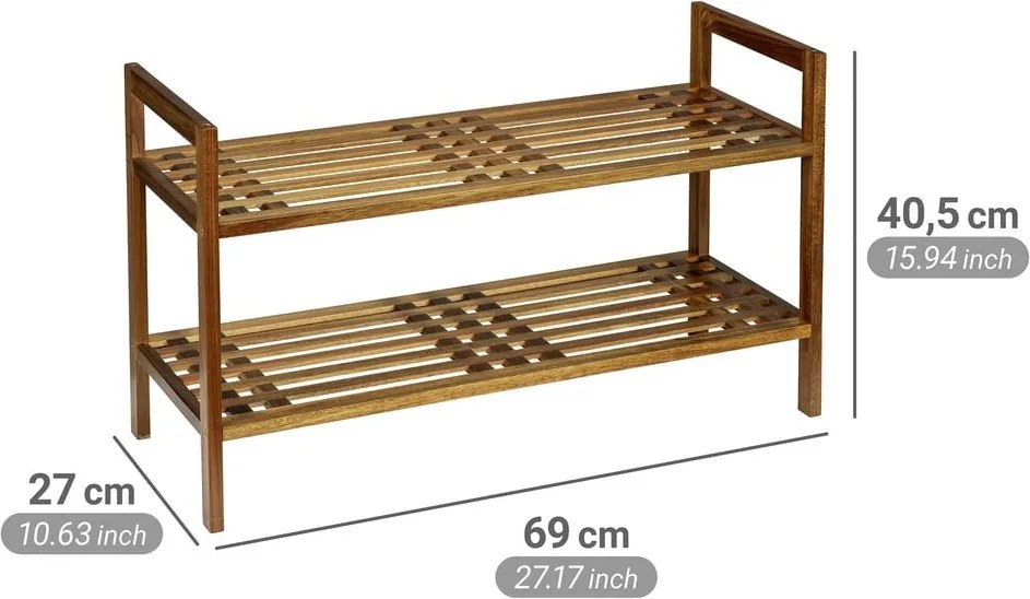 Scarpiera di colore naturale in acacia massiccia 69x40,5x27 cm Fondi – Wenko