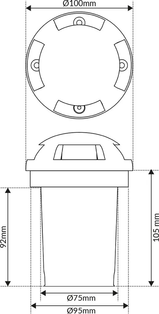 Faretto Calpestabile GU10 4 Direzioni IP66 - Doppio Pressacavo