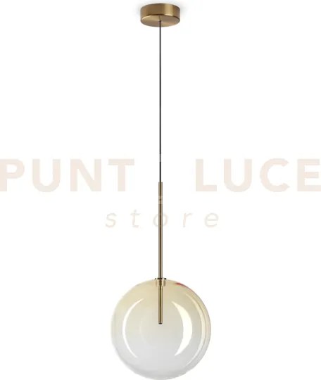 Equinoxe sospensione in vetro ambra e ottone antico 1 luce attacco ...