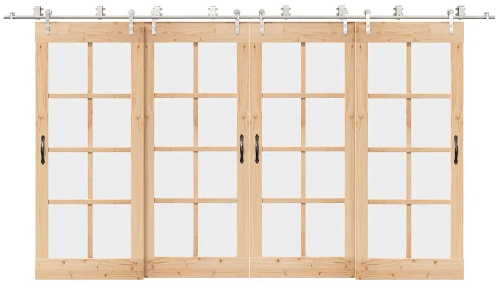 Kit Binari Porta Scorrevole 400 Cm Acciaio Inossidabile Argento /