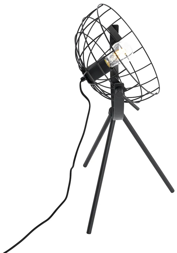 Lampada da tavolo a treppiede industriale nera regolabile - Hanze