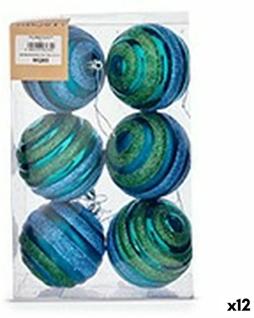 Set di palline di Natale Ø 8 cm Azzurro Verde PVC (12 Unità)