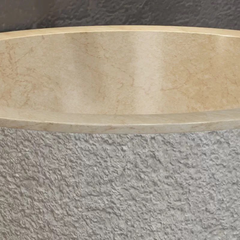 Lavabo da appoggio rotondo in marmo crema 40cm | Litos-TC40 - KAMALU