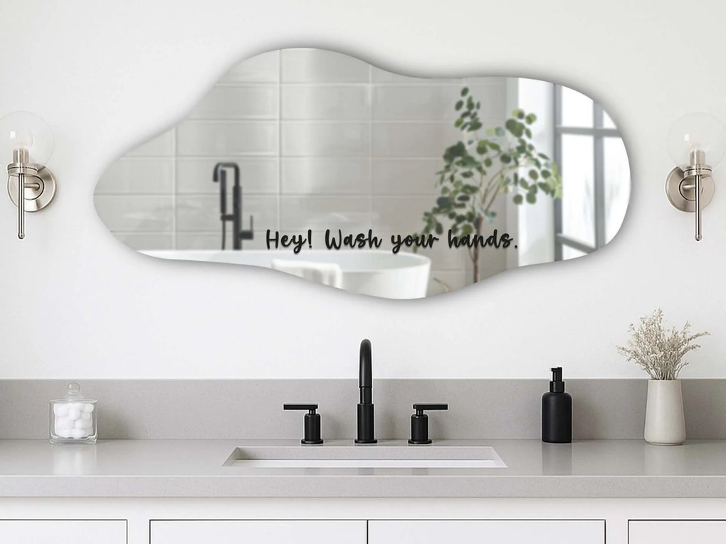 Adesivo per specchio S32 – Hey! Wash your hands.