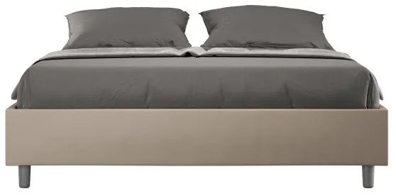 Letto Sommier senza rete imbottito 160x200 similpelle tortora Azelia