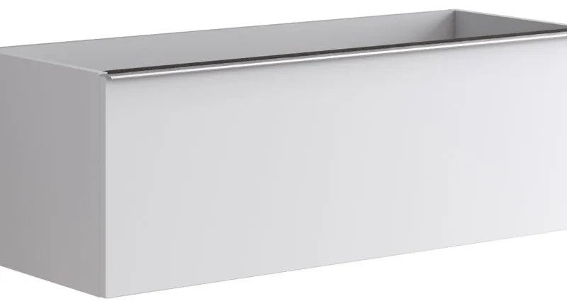 Mobile da bagno sotto lavabo Pixel plain bianco e maniglia alluminio brillante laccato opaco L 120 x H 40 x P 45.5 cm 2 cassetti, lavabo non incluso